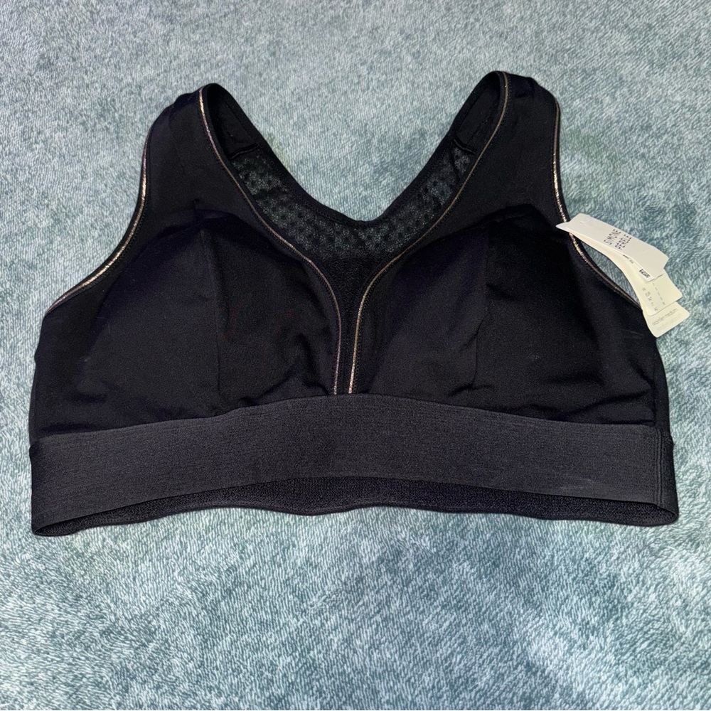 NWT Simone Perele Medium Support Sports Bra in Black and Gold Size 5 (XL)
